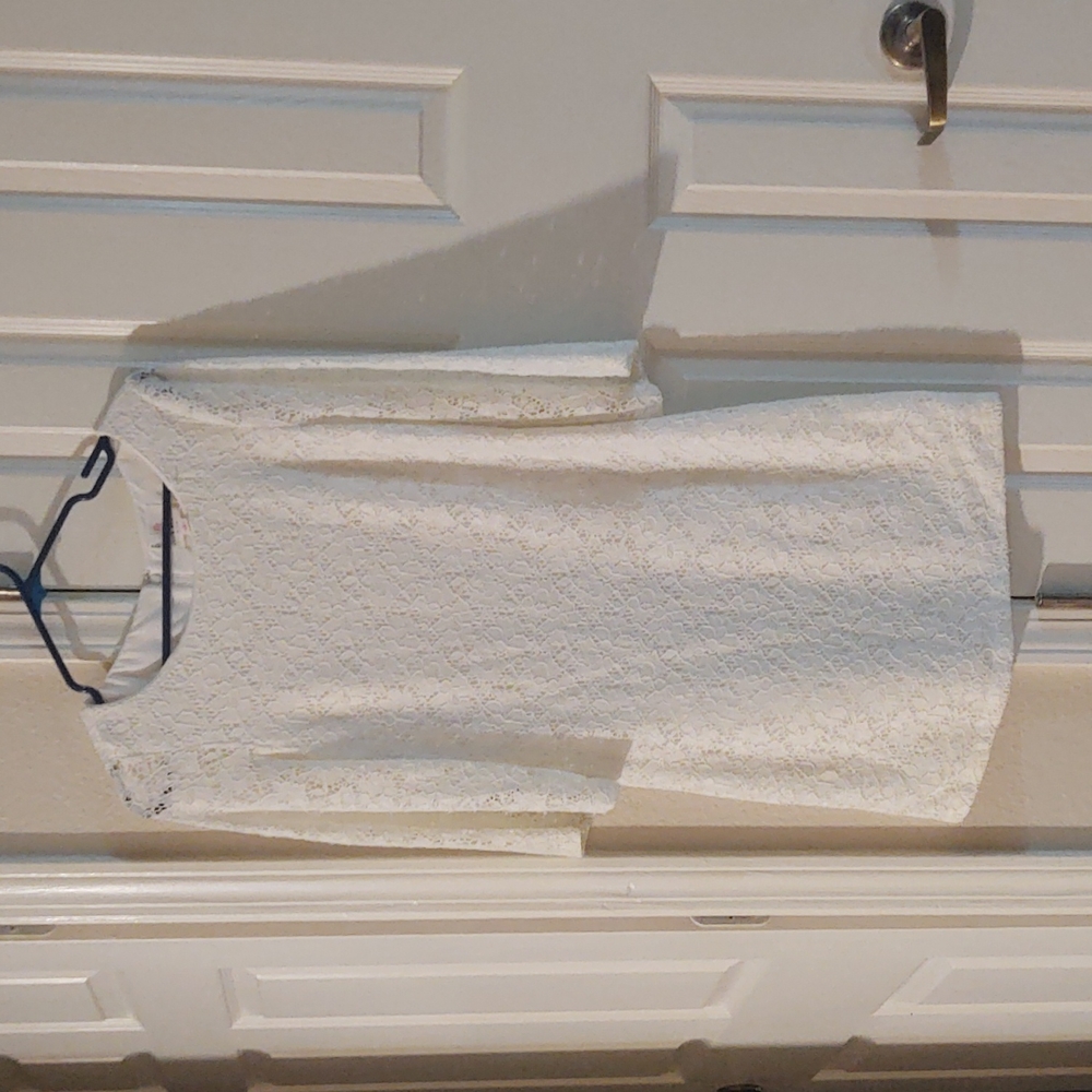 Women's Short Dress White Lace Overlay S